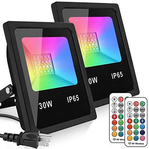2-Pack 30W Color LED Flood Lights, Dimmable Color Changing Floodli...