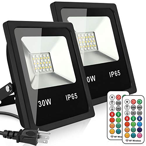 2-Pack 30W Color LED Flood Lights, Dimmable Color Changing Floodli...