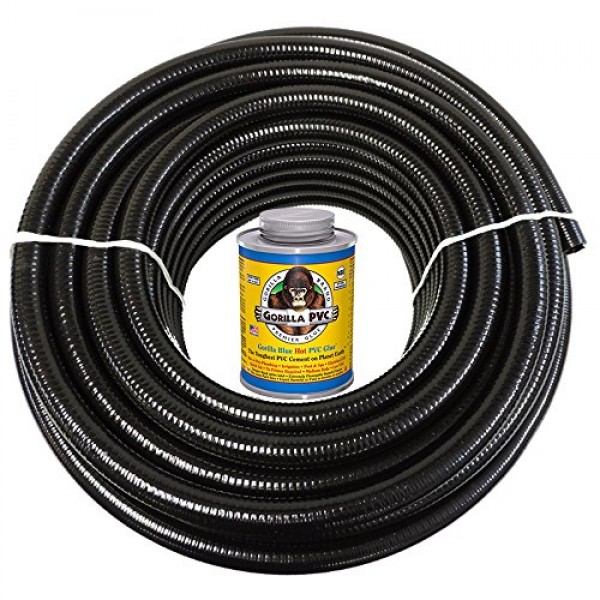 HydroMaxx 2 x 50 feet Black Flexible PVC Pipe, Hose and Tubing fo...
