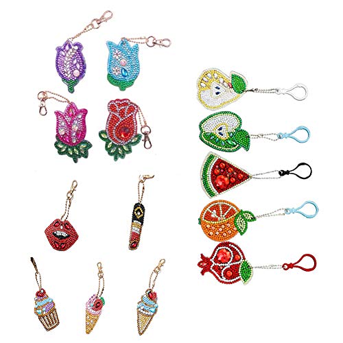 5D DIY Keychains Diamond Painting Kits for Adults Full Diamond Inl...