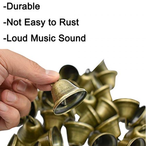 Maydahui 20PCS Bronze Small Jingle Bells Vintage Brass Color Mini ...