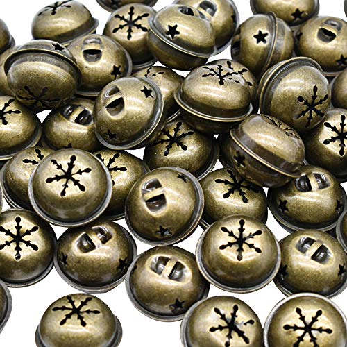 Maydahui 60PCS Bronze Jingle Bells 1.34 Inches Star with Snowflake...