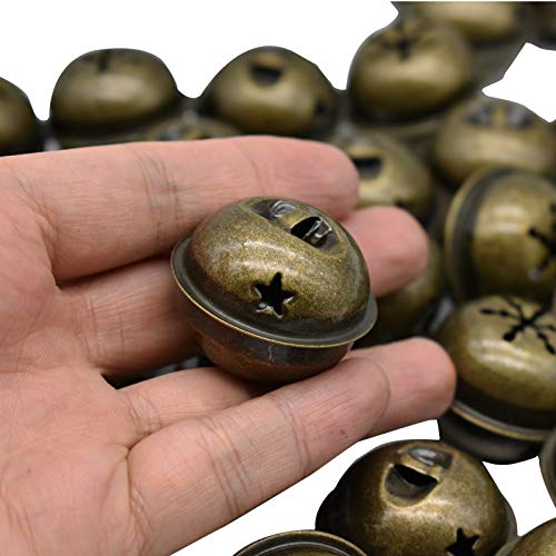 Maydahui 60PCS Bronze Jingle Bells 1.34 Inches Star with Snowflake...