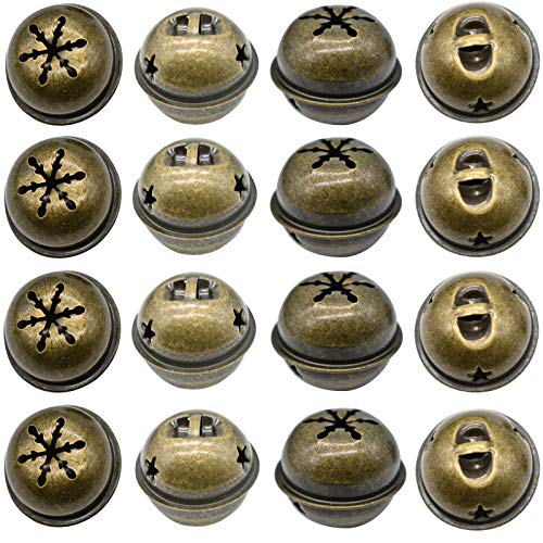 Maydahui 60PCS Bronze Jingle Bells 1.34 Inches Star with Snowflake...