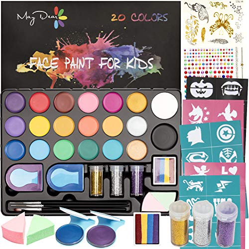 Maydear Face Paint Kit for Kids with 20 Colors Safe and Non-Toxic ...