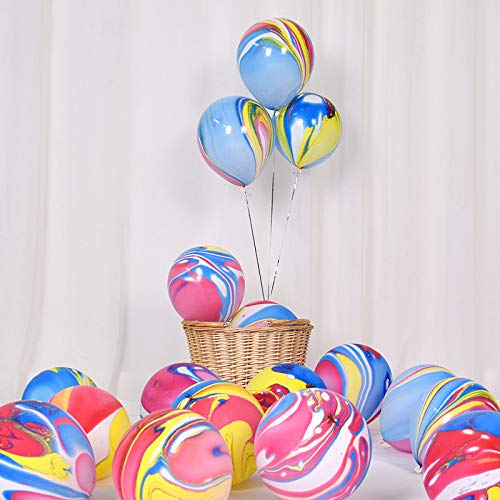 Mayen 50 Pcs 12 Inches Tie Dye Balloons, Rainbow Agate Marble Late...