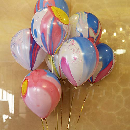 Mayen 50 Pcs 12 Inches Tie Dye Balloons, Rainbow Agate Marble Late...