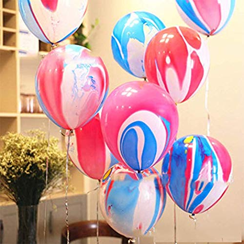 Mayen 50 Pcs 12 Inches Tie Dye Balloons, Rainbow Agate Marble Late...
