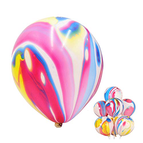 Mayen 50 Pcs 12 Inches Tie Dye Balloons, Rainbow Agate Marble Late...