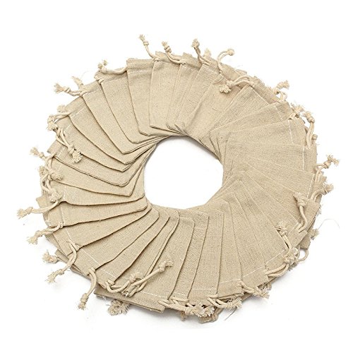 30Pcs Burlap Favor Bags with Drawstring Fabric Jewelry Pouch Sacks...