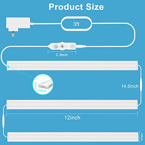 Maylit Under Cabinet Lights Plug in, 3 Pcs 12 Inch Ultra Thin Unde...