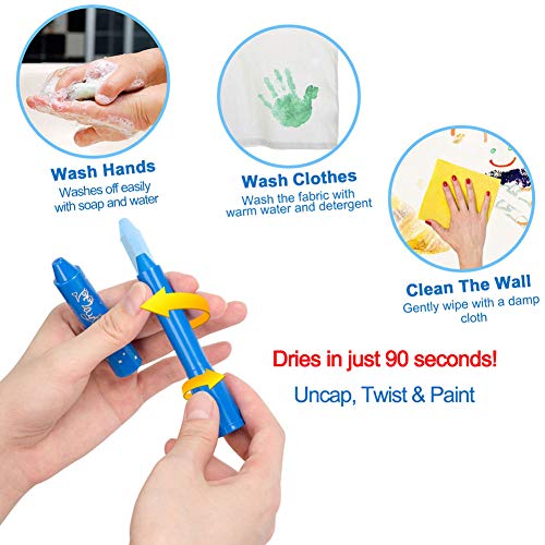 MayMoi Washable Crayons Tempera Paint Sticks for Kids, Teens and A...