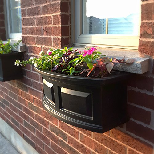 Mayne 4829-B Nantucket Polyethylene Window Box, 2, Black