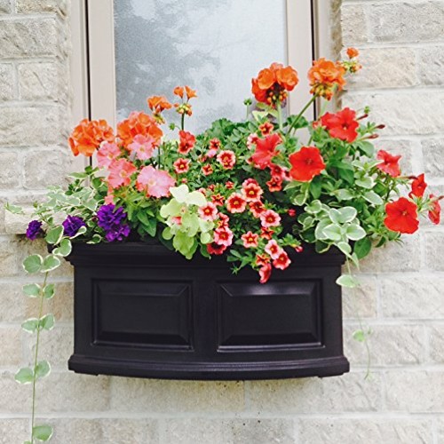 Mayne 4829-B Nantucket Polyethylene Window Box, 2, Black