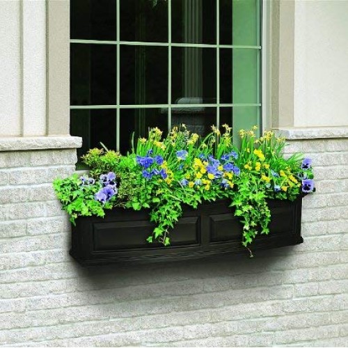 Mayne 4829-B Nantucket Polyethylene Window Box, 2, Black