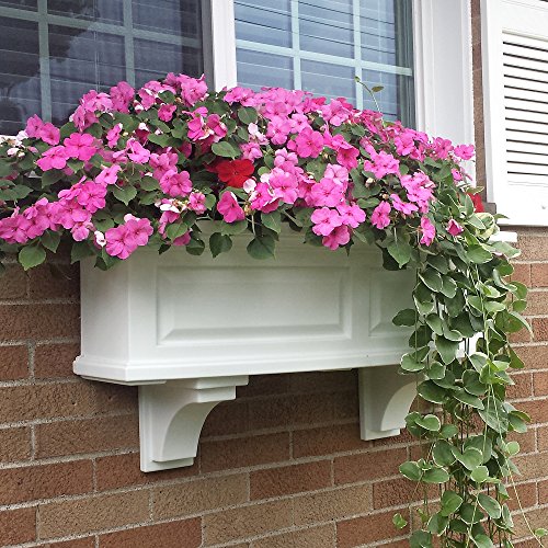 Mayne 4830W Nantucket Window Box, White, 3-Feet