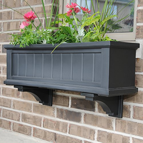 Mayne 4840-B Cape Cod Polyethylene Window Box, 3-Foot, Black