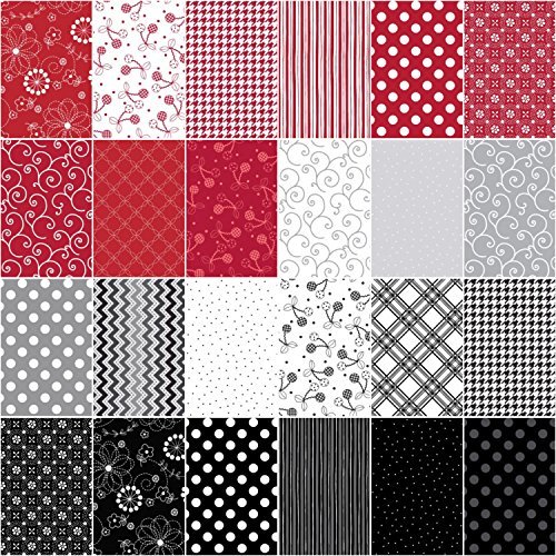 KimberBell Basics Black White & Red 10 Squares 42 Pieces Layer Ca...