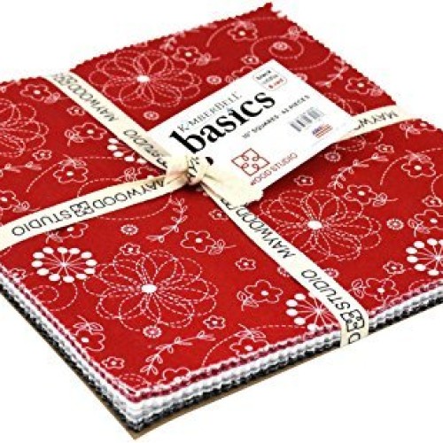 KimberBell Basics Black White & Red 10 Squares 42 Pieces Layer Ca...