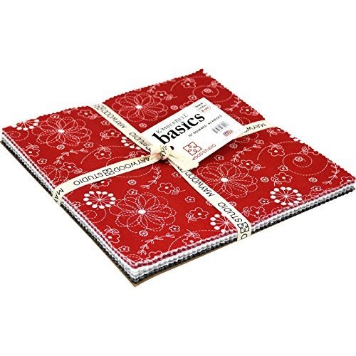 KimberBell Basics Black White & Red 10 Squares 42 Pieces Layer Ca...