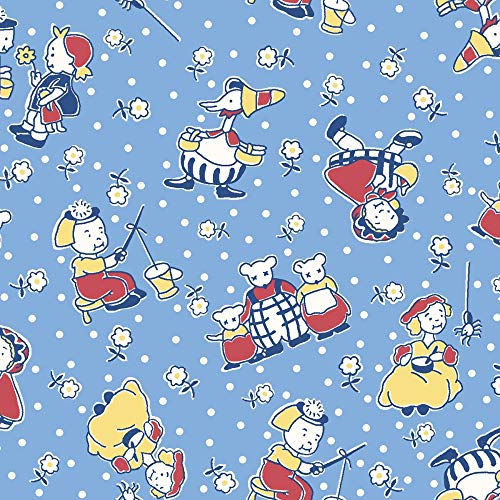 Story Time Blue Mother Goose 30s Reproduction Fabric MAS9800-B fr...
