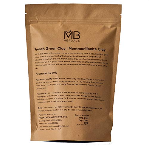 MB Herbals French Green Clay 227g | 8oz / Half Pound | 100% Pure...