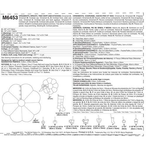 McCall Patterns M6453 Ornaments, Wreath, Tree Skirt and Stocking, ...