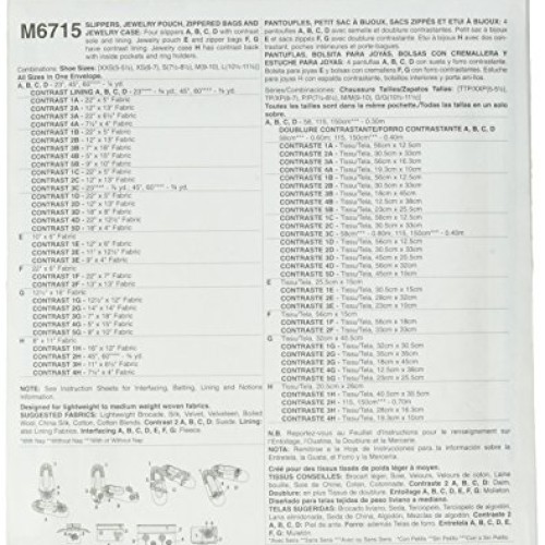 McCall Patterns M6715 Slippers, Jewelry Pouch, Zipper Bags and Jew...