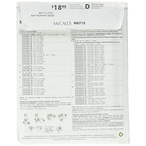 McCall Patterns M6715 Slippers, Jewelry Pouch, Zipper Bags and Jew...