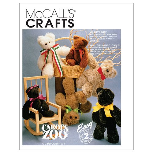 McCalls Patterns M6188 Stuffed Animals, One Size Only