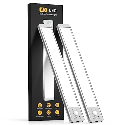 Under Cabinet Lights, 63 LED Rechargeable Battery Operated Motion ...