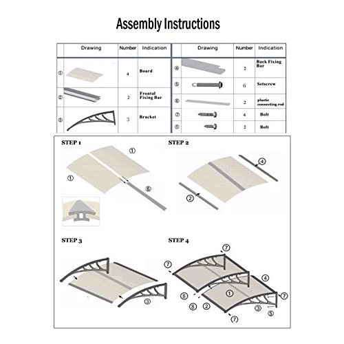 Mcombo 40X80 Window Awning Outdoor Polycarbonate Front Door Pati...
