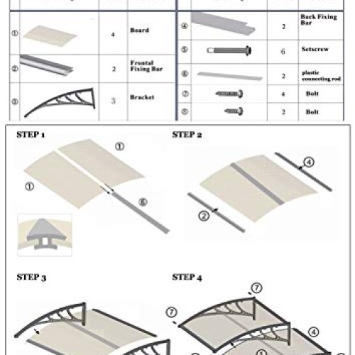 Mcombo 40X80 Window Awning Outdoor Polycarbonate Front Door Pati...