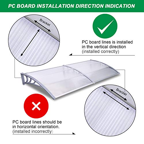 Mcombo 40X80 Window Awning Outdoor Polycarbonate Front Door Pati...