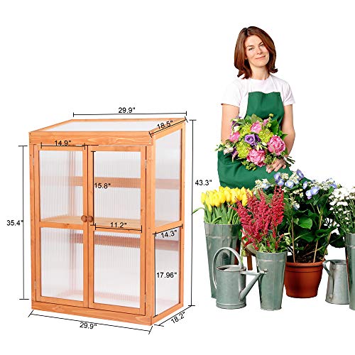 MCombo Wooden Garden Cold Frame Greenhouse Raised Flower Planter S...