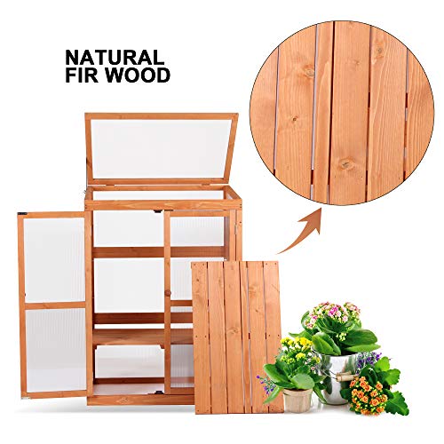 MCombo Wooden Garden Cold Frame Greenhouse Raised Flower Planter S...