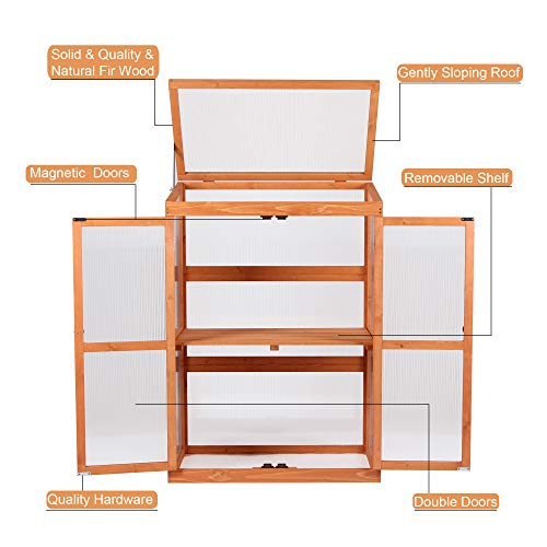MCombo Wooden Garden Cold Frame Greenhouse Raised Flower Planter S...
