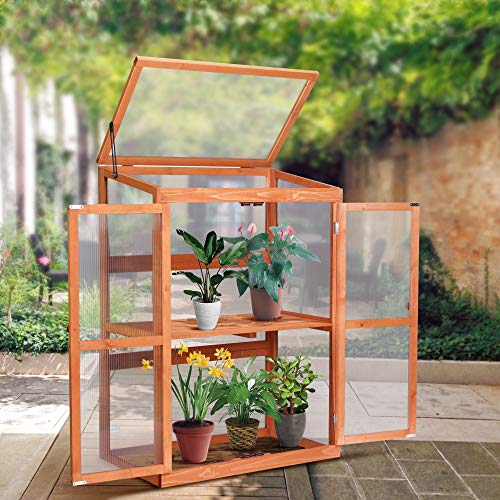 MCombo Wooden Garden Cold Frame Greenhouse Raised Flower Planter S...