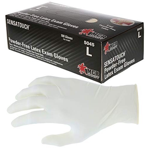 MCR Safety SensaTouch Disposable Gloves 5 mil Natural Latex, Powde...