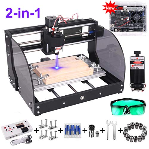 2-in-1 2500MW Laser Engraver CNC 3018 Pro-M Engraving Machine, GRB...