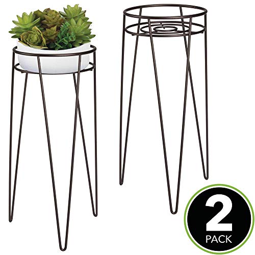 mDesign Midcentury Modern Flower, Plant, and Succulent Stand Minim...