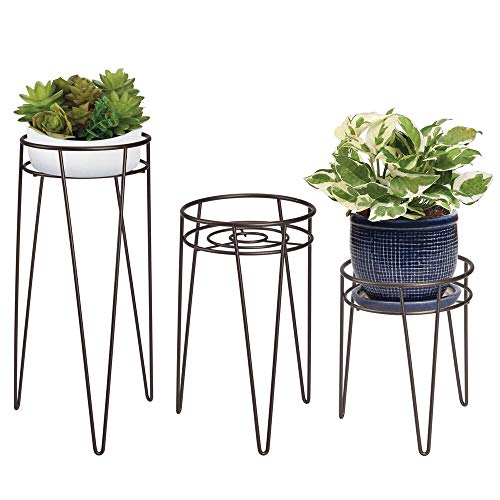mDesign Midcentury Modern Flower, Plant, and Succulent Stand Minim...