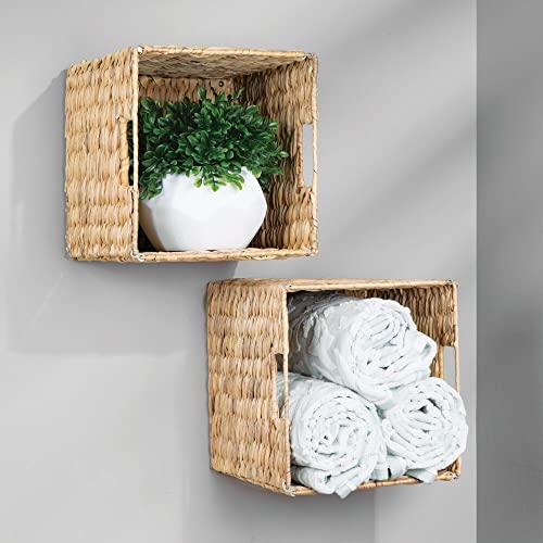 mDesign Woven Hyacinth Durable Closet Storage Organizer Basket Bin...