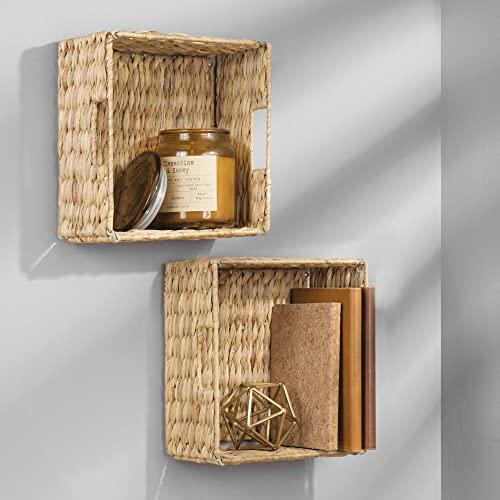 mDesign Woven Hyacinth Storage Bin Basket Organizer with Handles f...
