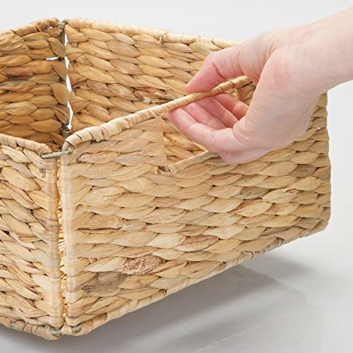 mDesign Woven Hyacinth Storage Bin Basket Organizer with Handles f...
