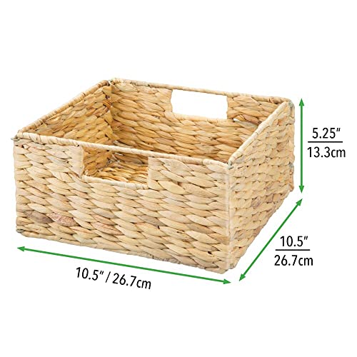 mDesign Woven Hyacinth Storage Bin Basket Organizer with Handles f...
