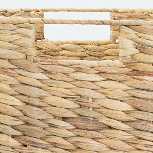 mDesign Woven Hyacinth Storage Bin Basket Organizer with Handles f...
