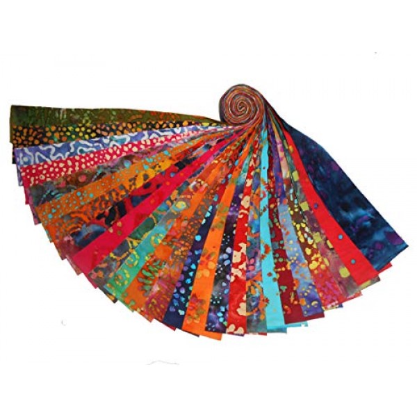 50 2.5 Beautiful BATIKS Jelly Rolls 50 Different Colors - 1 of Ea...