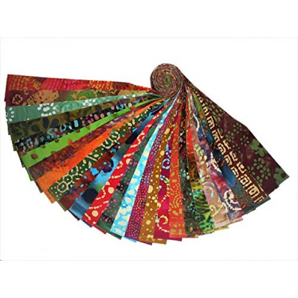50 2.5 Beautiful BATIKS Jelly Rolls 50 Different Colors - 1 of Ea...