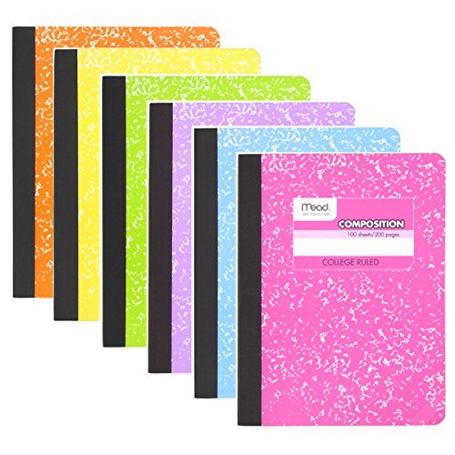 Mead Composition Book, 6 Pack of Cute Notebooks, College Ruled pap...